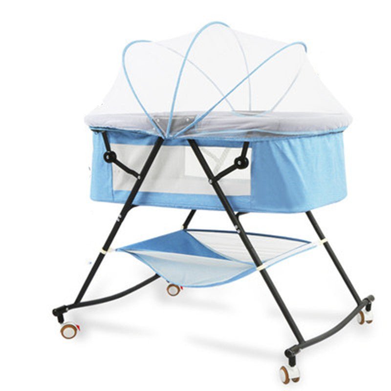 Berceau pliant bébé multifonction portable avec balancelle et moustiquaire style - IVOIRART.COM