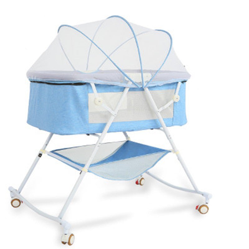 Berceau pliant bébé multifonction portable avec balancelle et moustiquaire style - IVOIRART.COM