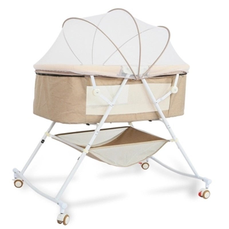 Berceau pliant bébé multifonction portable avec balancelle et moustiquaire style - IVOIRART.COM