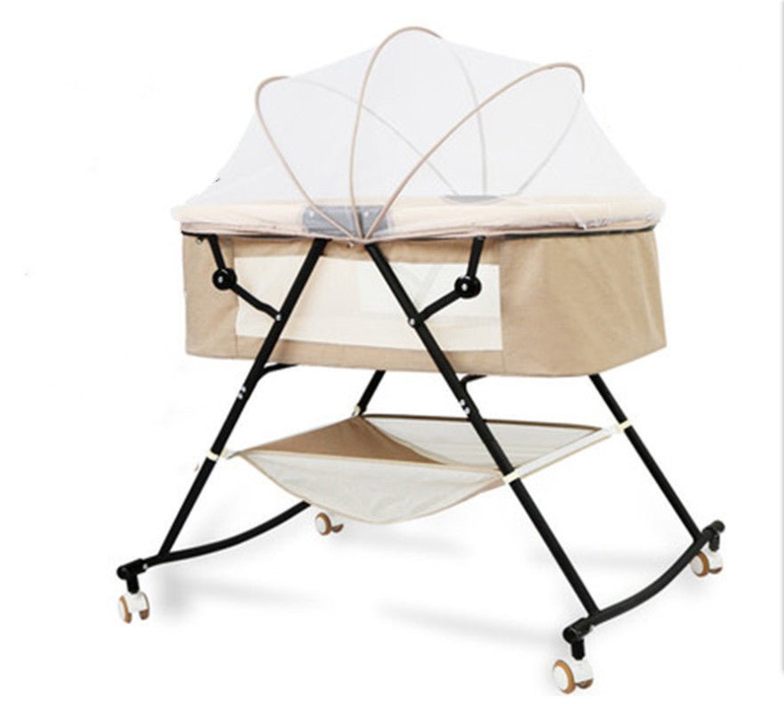Berceau pliant bébé multifonction portable avec balancelle et moustiquaire style - IVOIRART.COM