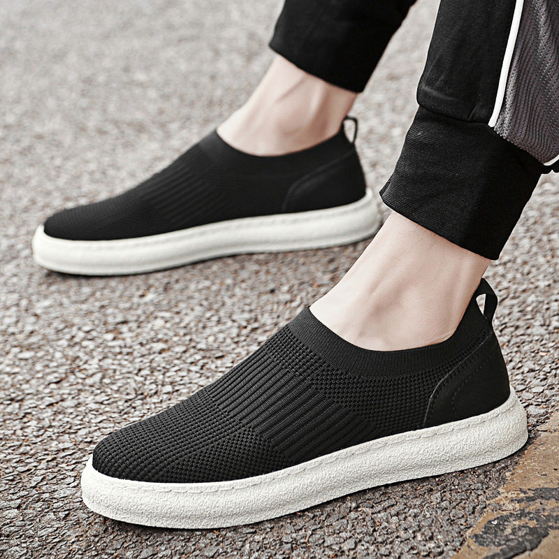 Mocassins Homme à Tige en Maille Flyknit avec Design Sans Lacets Confortable
