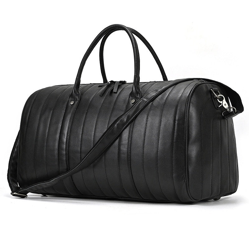 Sac de Voyage Noir Décontracté pour Homme, Style Mode, Cuir Véritable Résistant