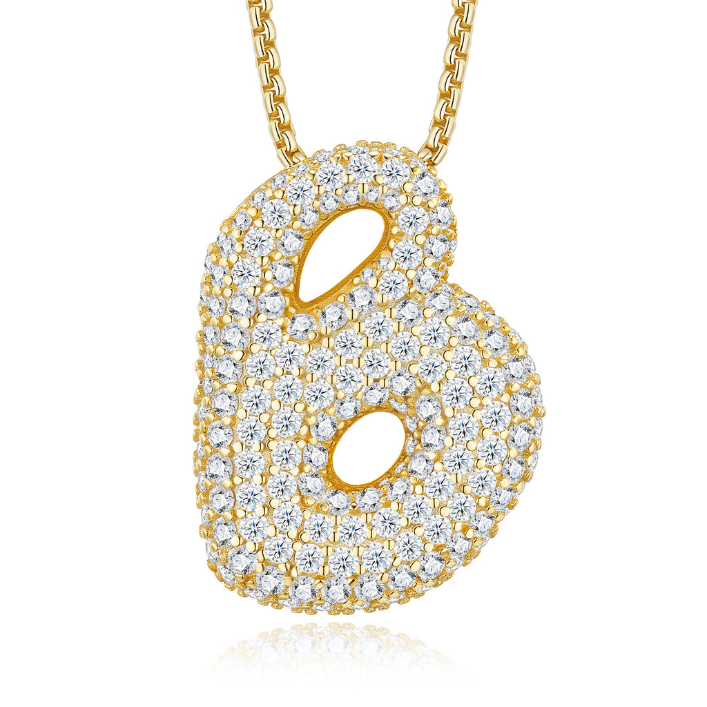 Collier Initiale en Argent Sterling S925 Plaqué Or avec Lettre Bulle Moissanite D Couleur VVS1 Certifié GRA - Cadeau Personnalisé A-Z