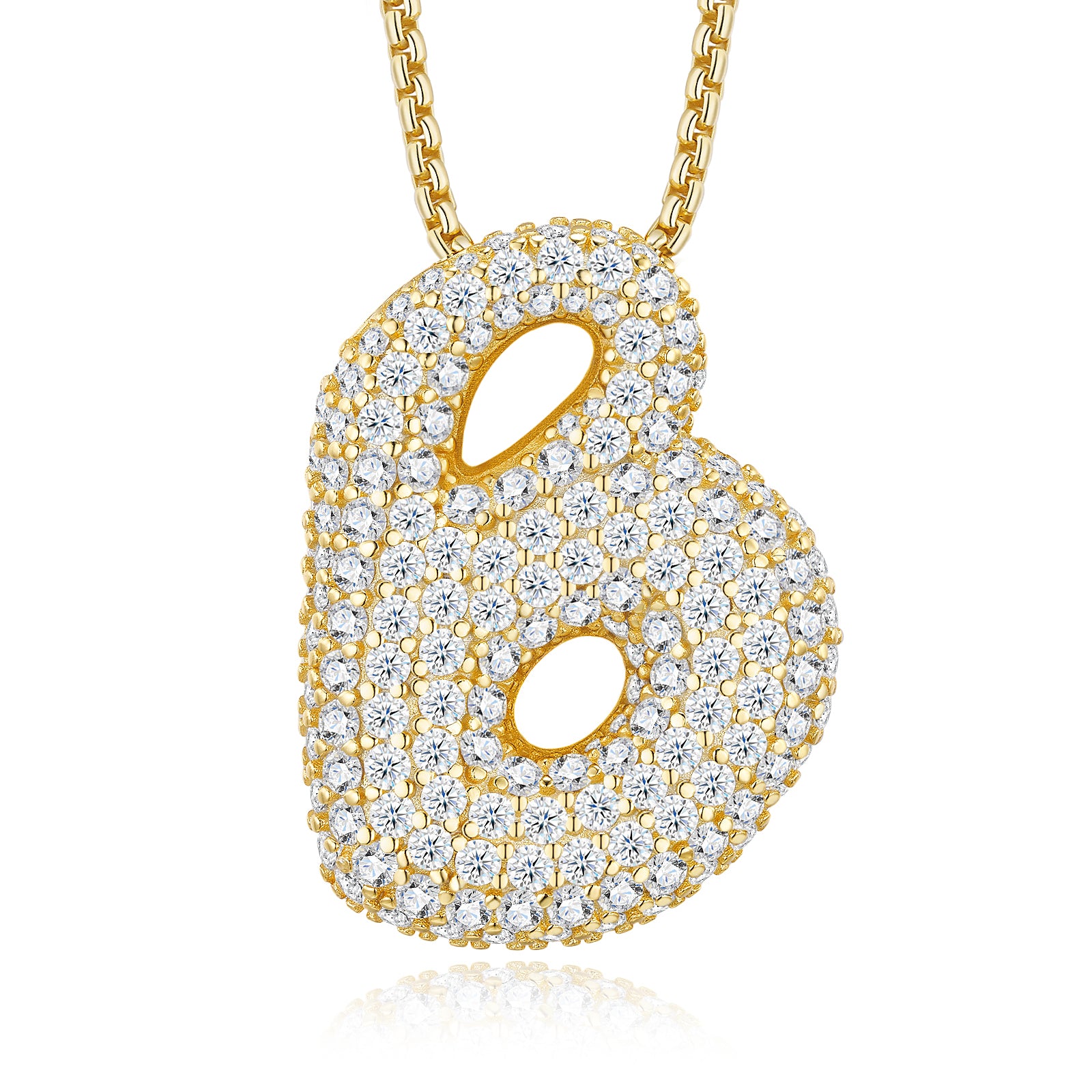 Collier Initiale en Argent Sterling S925 Plaqué Or avec Lettre Bulle Moissanite D Couleur VVS1 Certifié GRA - Cadeau Personnalisé A-Z