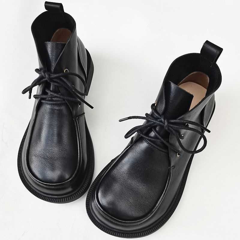 Big Toe Ankle Boots Pure Leather High-top Women's Shoes - IVOIRART.COM