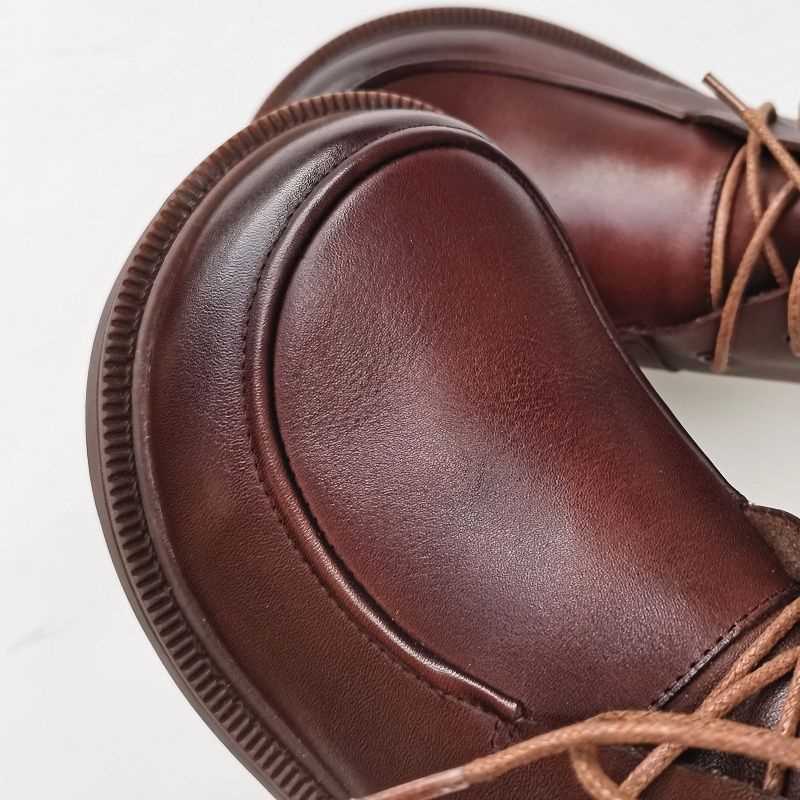 Big Toe Ankle Boots Pure Leather High-top Women's Shoes - IVOIRART.COM