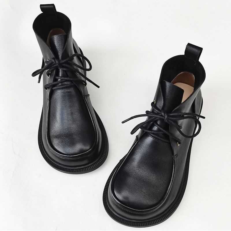 Big Toe Ankle Boots Pure Leather High-top Women's Shoes - IVOIRART.COM