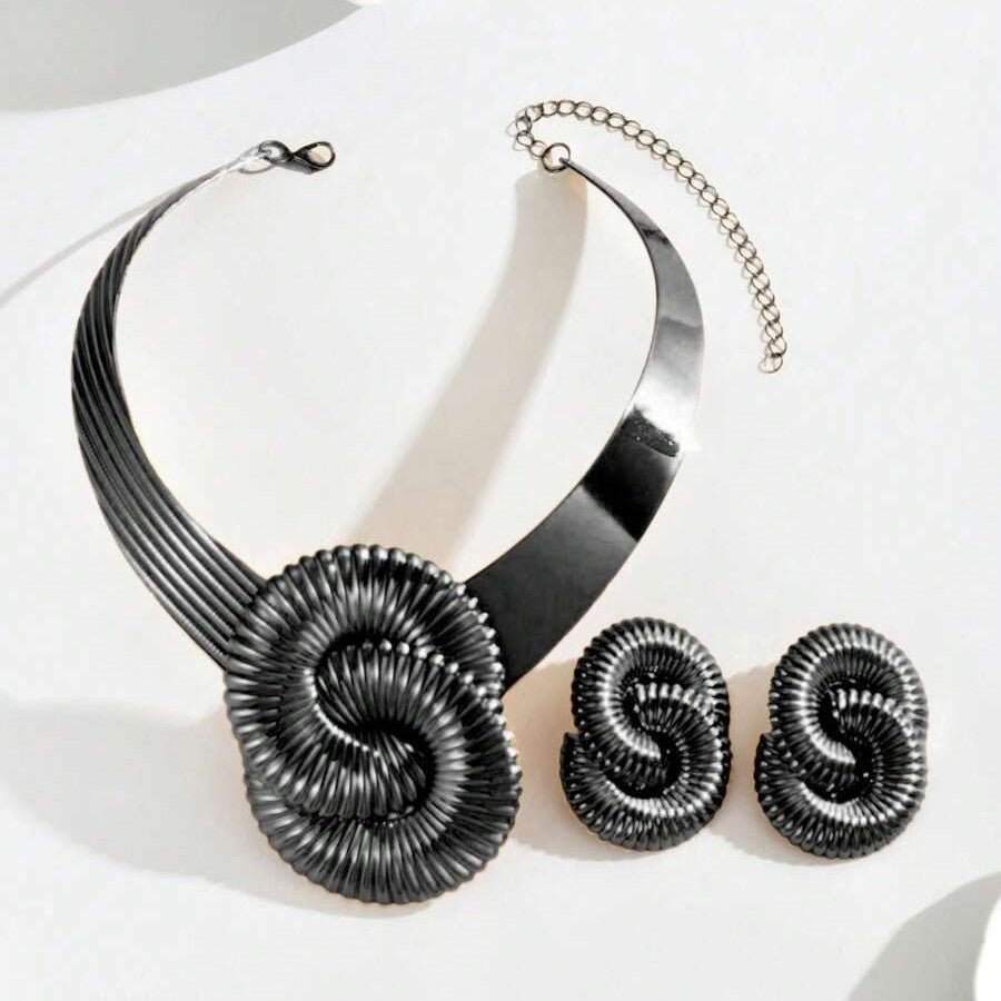 Bijoux femme Europe & USA — Collier géométrique torsadé et boucles filées chics! - IVOIRART.COM