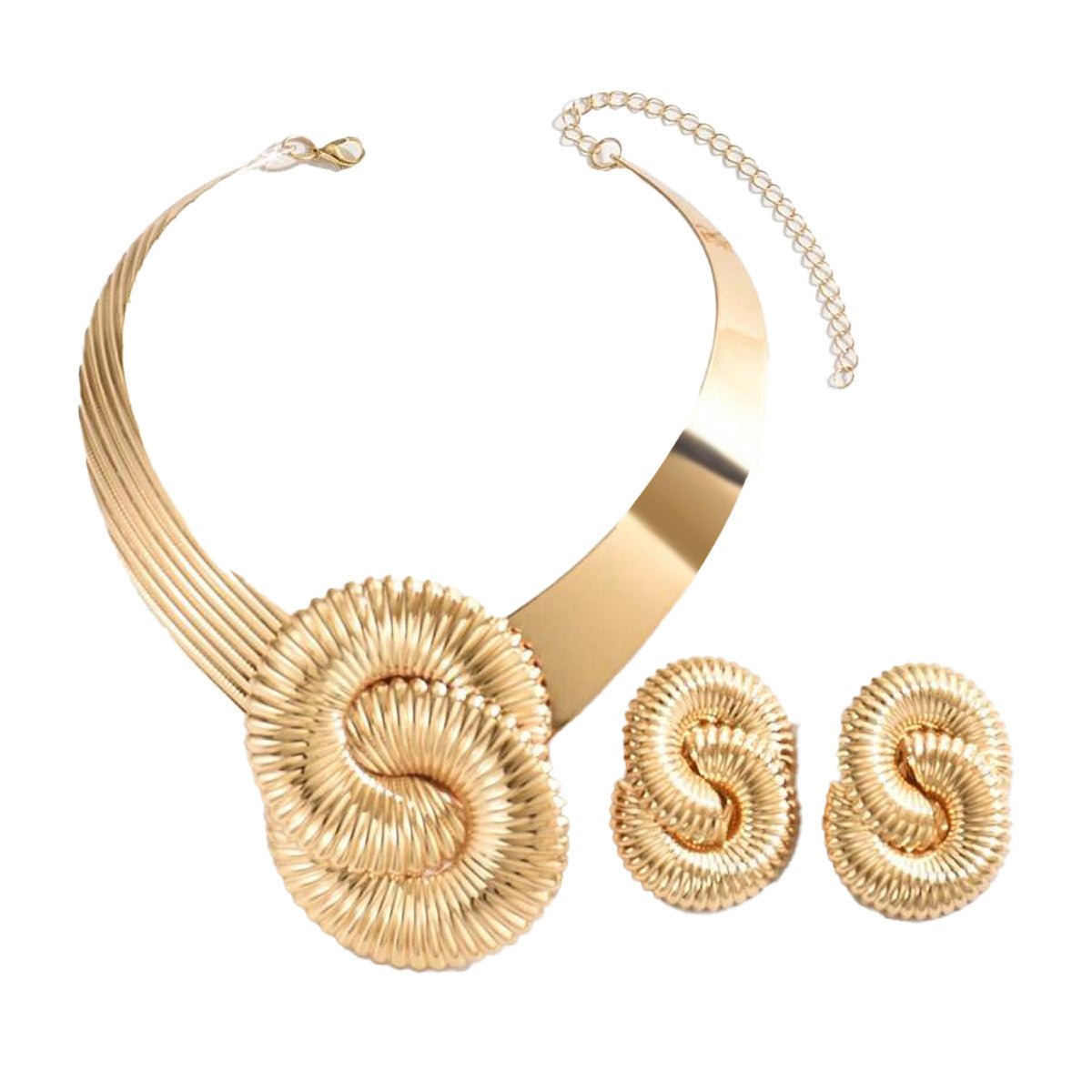 Bijoux femme Europe & USA — Collier géométrique torsadé et boucles filées chics! - IVOIRART.COM