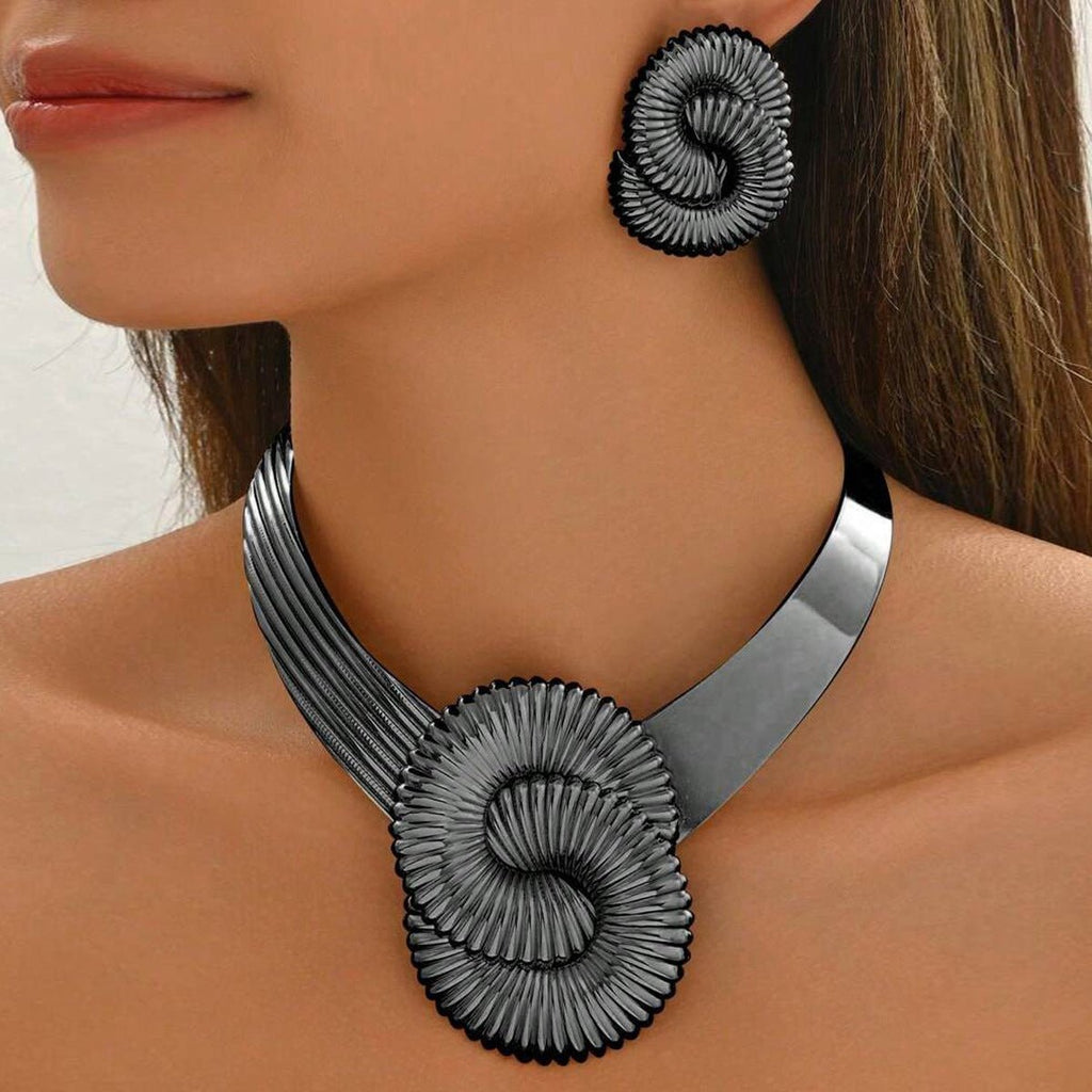 Bijoux femme Europe & USA — Collier géométrique torsadé et boucles filées chics! - IVOIRART.COM
