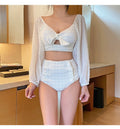 Bikini à manches longues en dentelle mode avec protection solaire pour femme - IVOIRART.COM