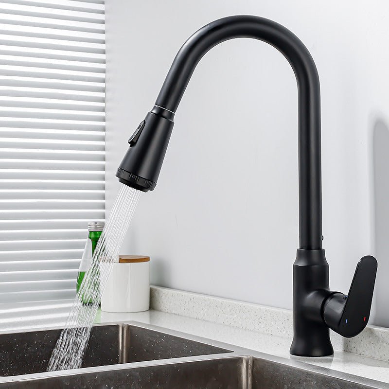 Black all copper kitchen pull-out faucet - IVOIRART.COM
