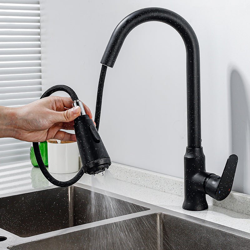 Black all copper kitchen pull-out faucet - IVOIRART.COM