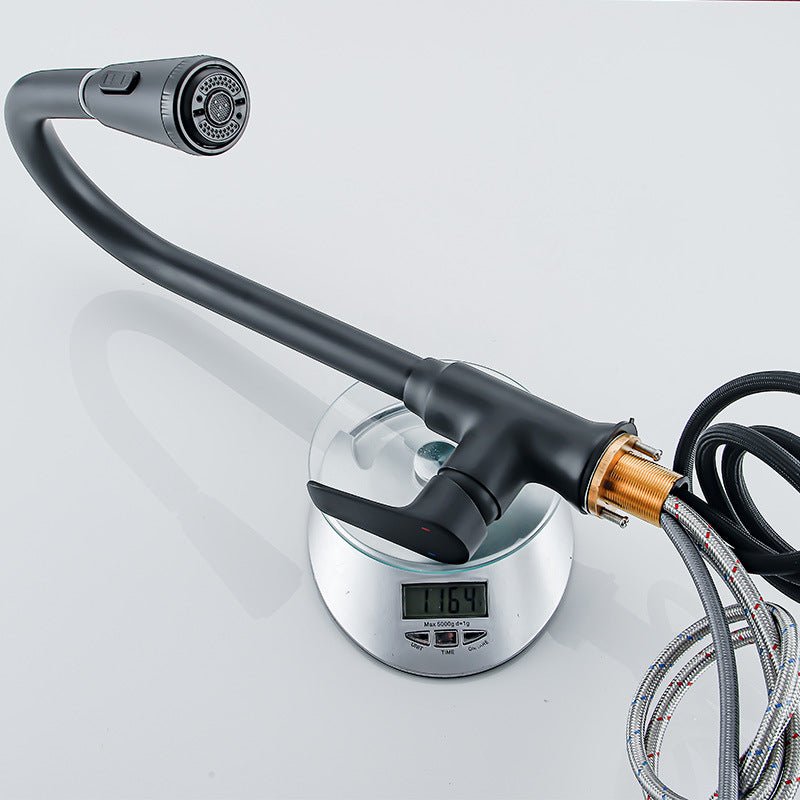 Black all copper kitchen pull-out faucet - IVOIRART.COM