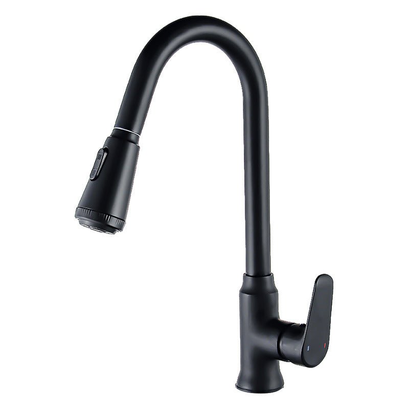 Black all copper kitchen pull-out faucet - IVOIRART.COM
