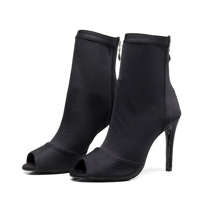 Black Elastic Latin Dance Shoes - IVOIRART.COM