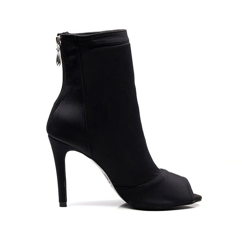 Black Elastic Latin Dance Shoes - IVOIRART.COM