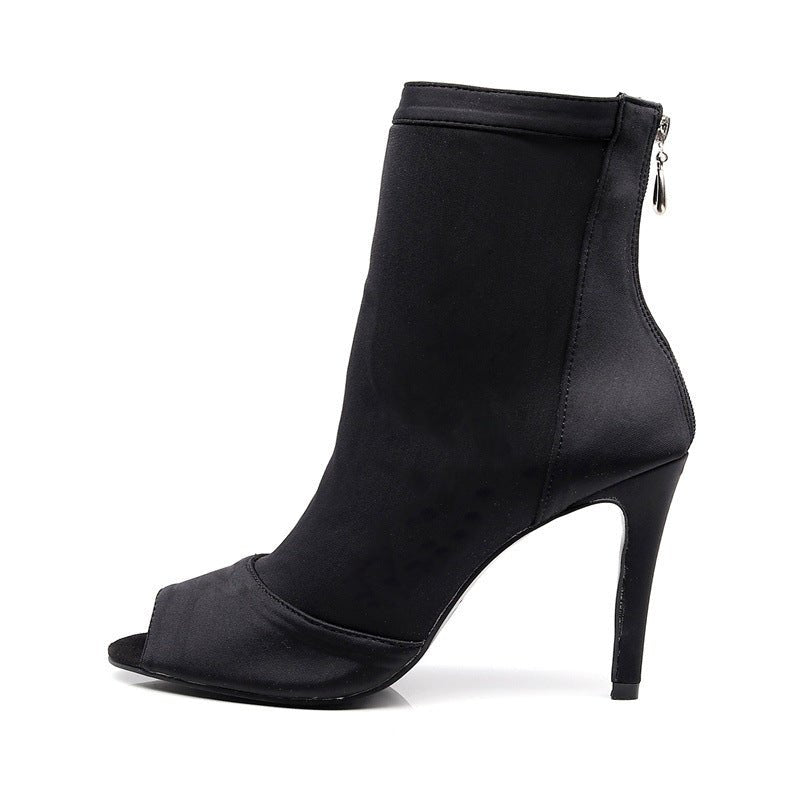 Black Elastic Latin Dance Shoes - IVOIRART.COM