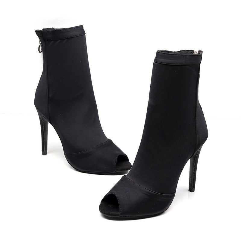 Black Elastic Latin Dance Shoes - IVOIRART.COM