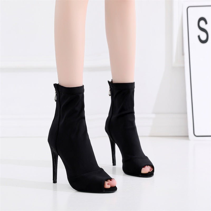 Black Elastic Latin Dance Shoes - IVOIRART.COM