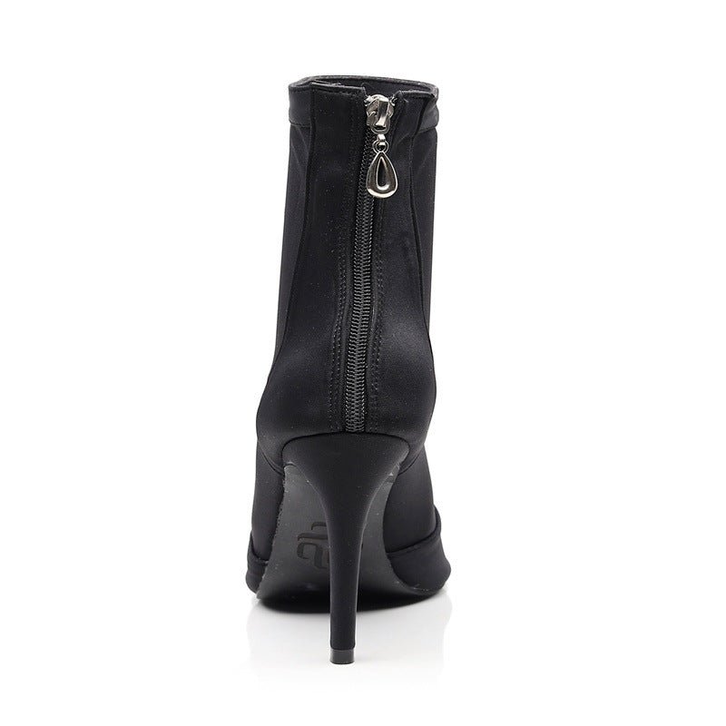 Black Elastic Latin Dance Shoes - IVOIRART.COM