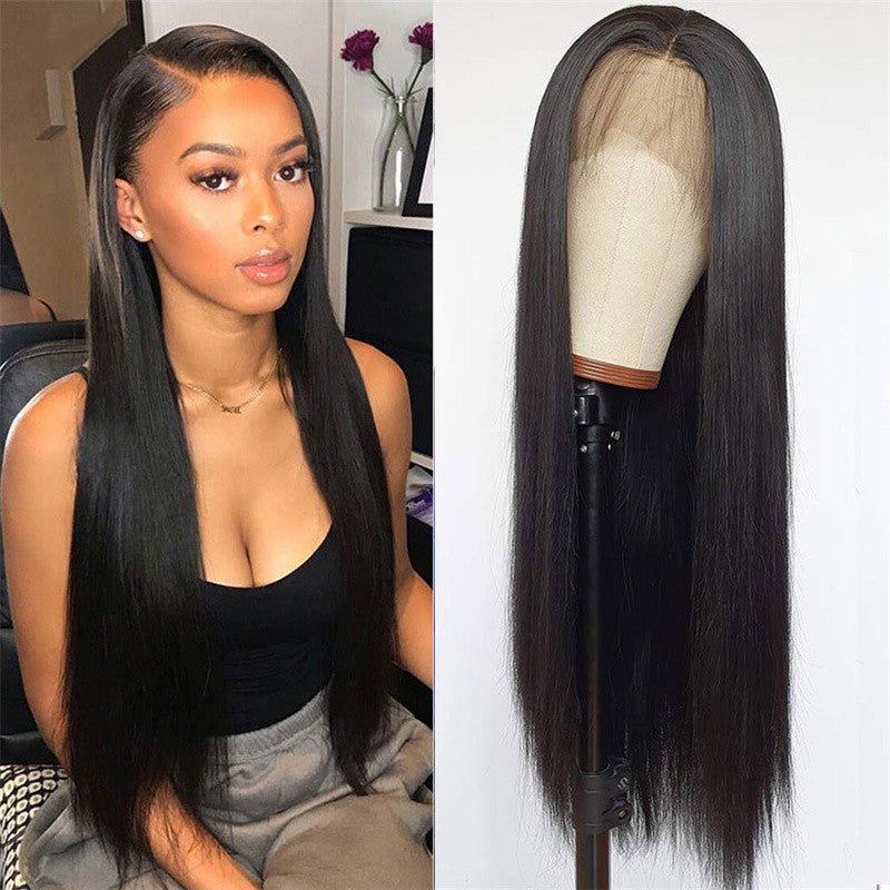 Black Long Straight Hair Chemical Fiber Headband - IVOIRART.COM
