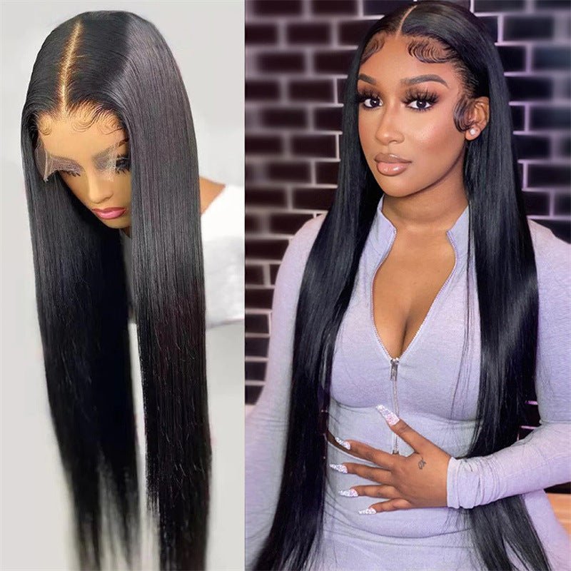 Black Long Straight Hair Chemical Fiber Headband - IVOIRART.COM