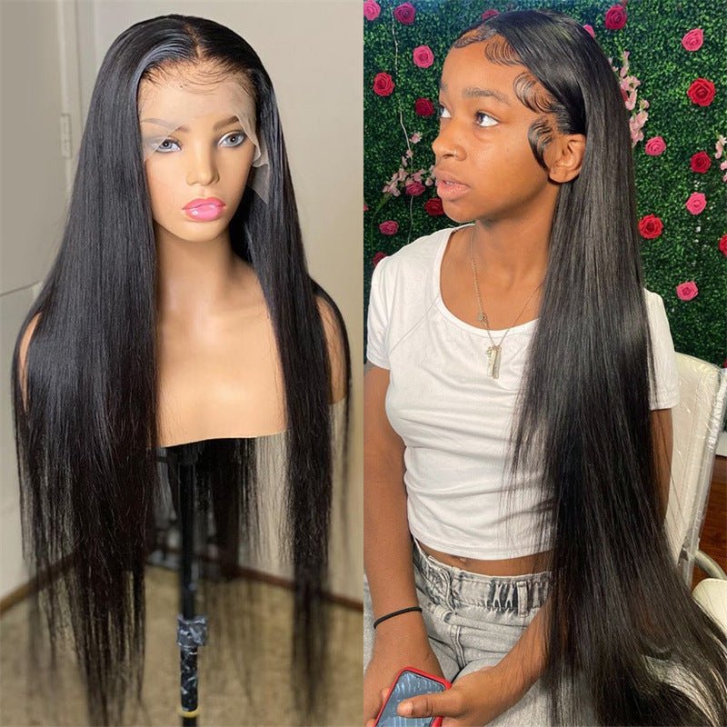 Black Long Straight Hair Chemical Fiber Headband - IVOIRART.COM