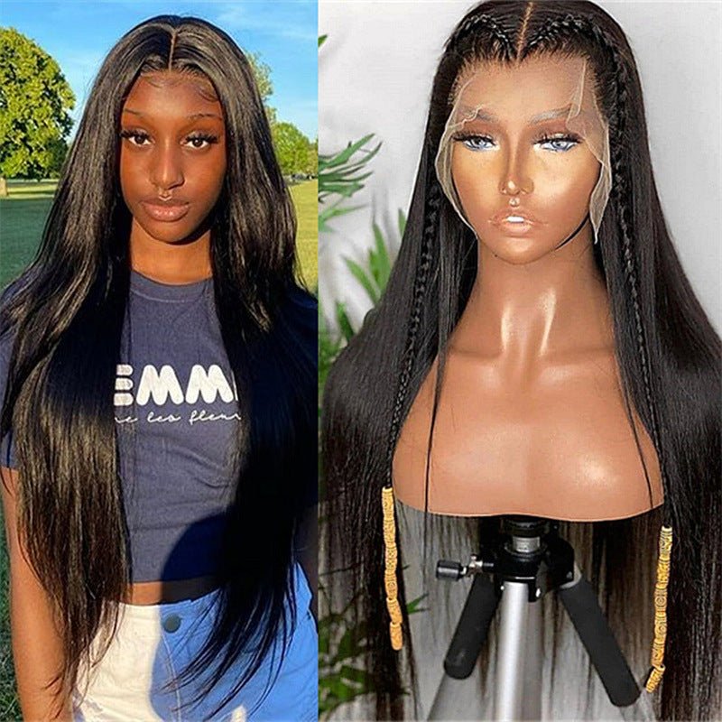 Black Long Straight Hair Chemical Fiber Headband - IVOIRART.COM