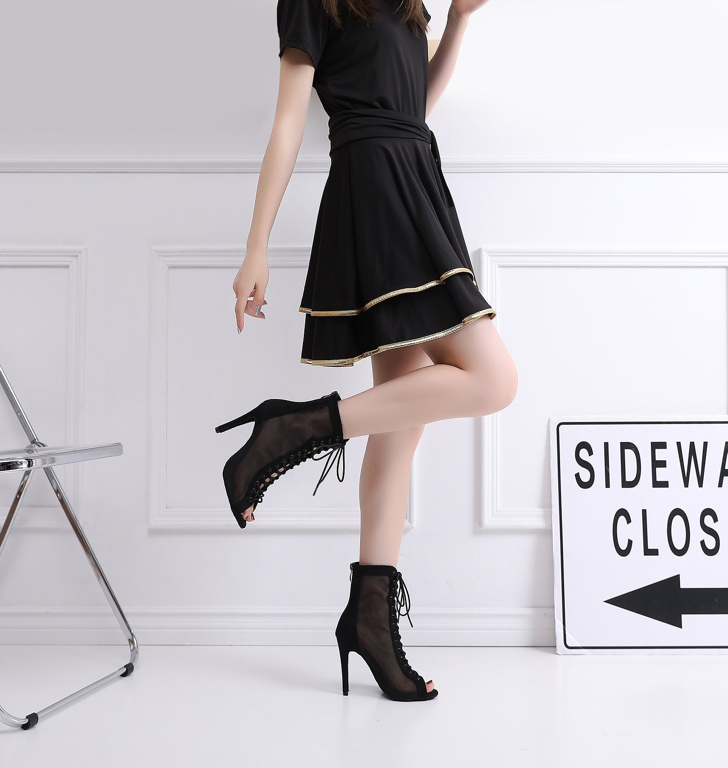 Black Modern High Heel Latin Dance Shoes - IVOIRART.COM
