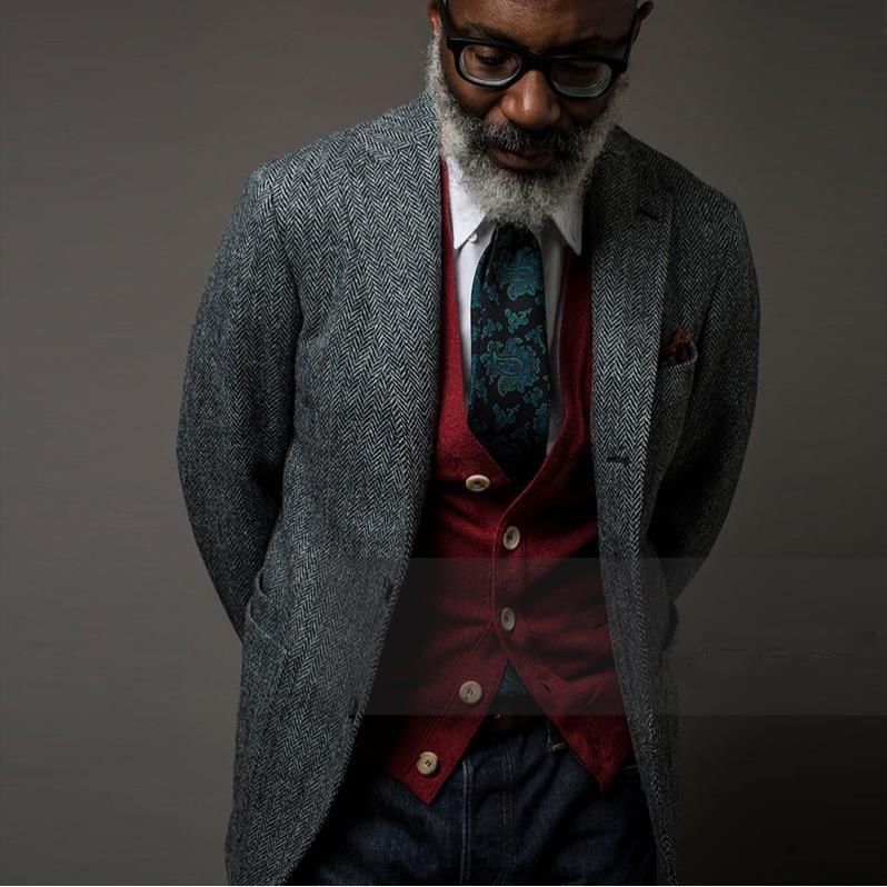 Blazer homme style britannique rétro en tweed de laine, coupe slim, couleurs XLs - IVOIRART.COM