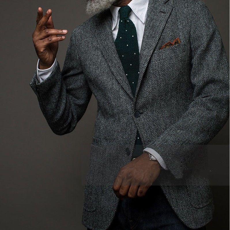 Blazer homme style britannique rétro en tweed de laine, coupe slim, couleurs XLs - IVOIRART.COM