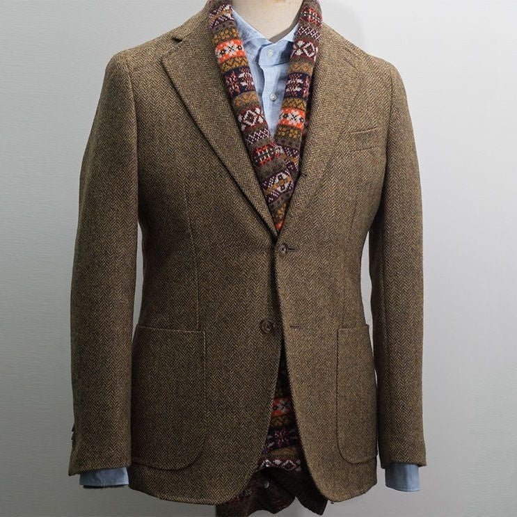 Blazer homme style britannique rétro en tweed de laine, coupe slim, couleurs XLs - IVOIRART.COM
