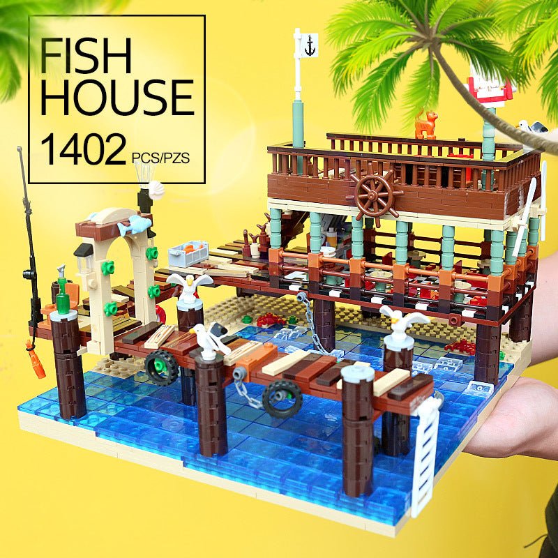 Blocks Bricks Old Fishing House Series Captain's Wharf Toys For Kids Christmas Gifts - IVOIRART.COM