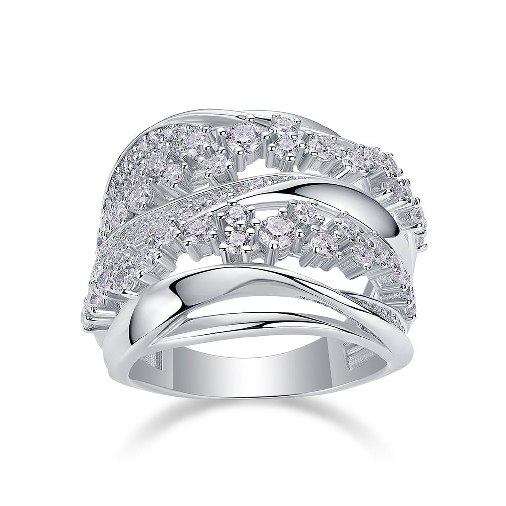 Blossoming All The Way - A Wedding Ring Set With Top-quality Moissanite S925, Silver And Platinum-plated. The Ring Can Be Inspected With A Diamond Pen. - IVOIRART.COM