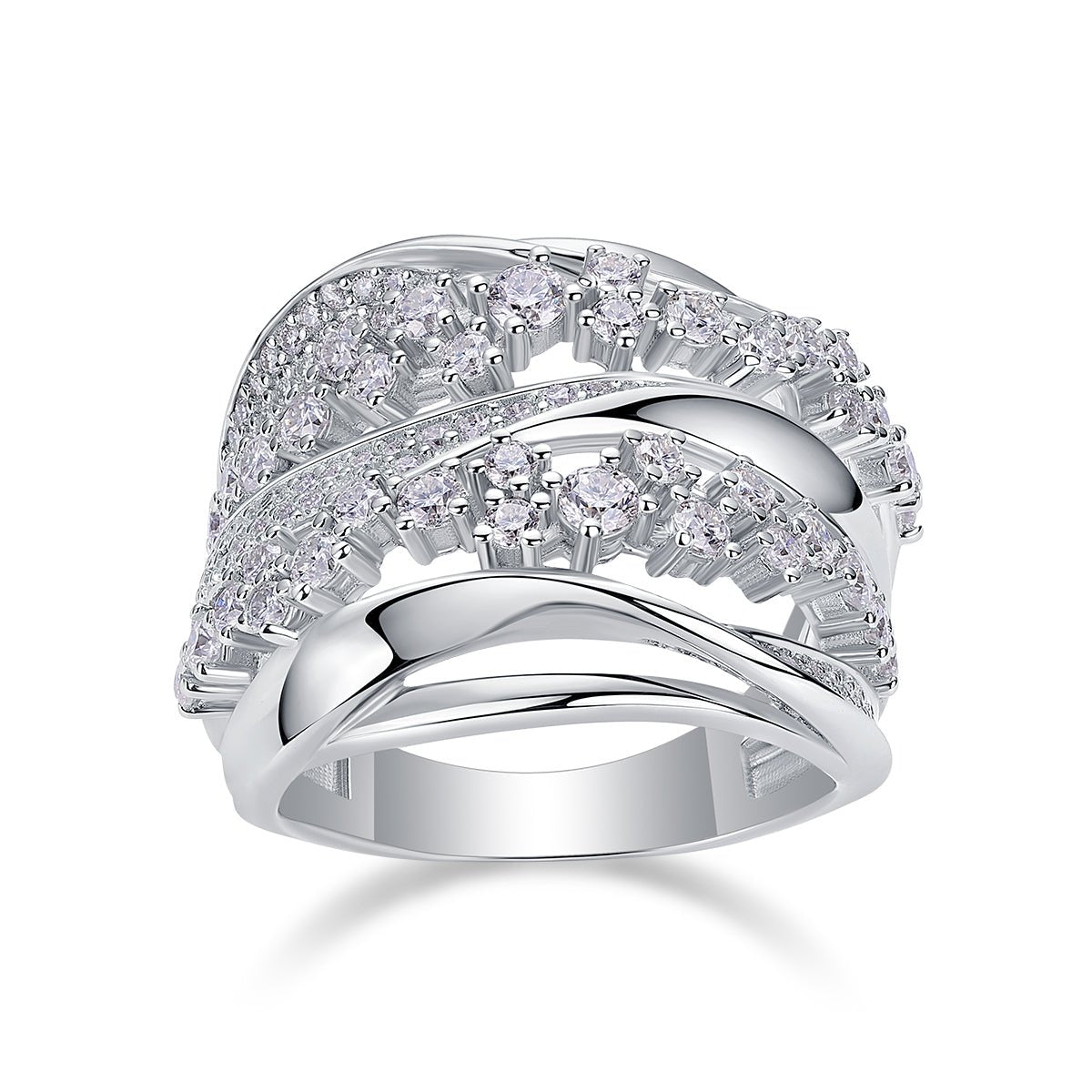Blossoming All The Way - A Wedding Ring Set With Top-quality Moissanite S925, Silver And Platinum-plated. The Ring Can Be Inspected With A Diamond Pen. - IVOIRART.COM