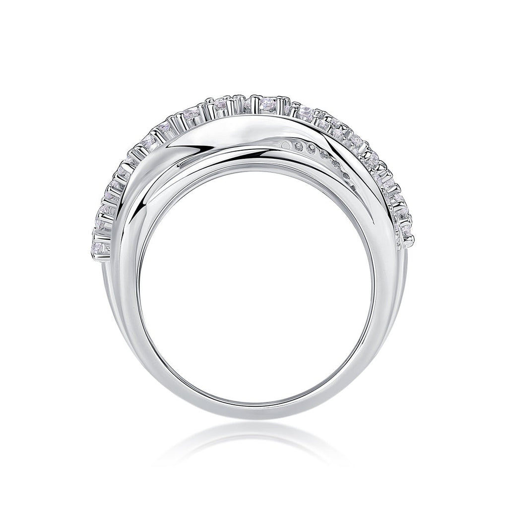 Blossoming All The Way - A Wedding Ring Set With Top-quality Moissanite S925, Silver And Platinum-plated. The Ring Can Be Inspected With A Diamond Pen. - IVOIRART.COM