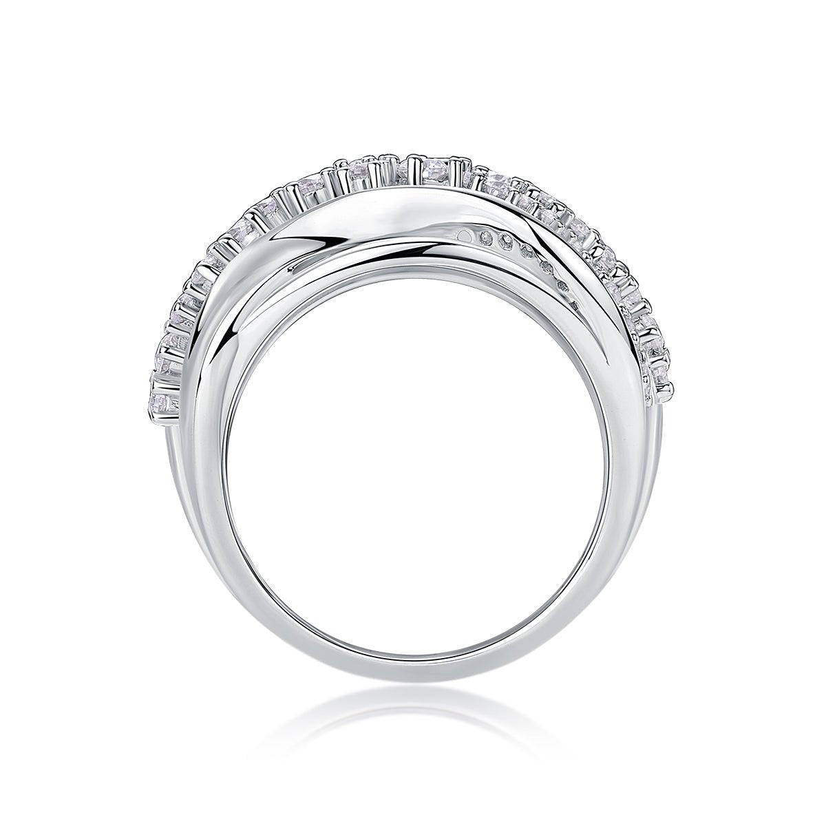 Blossoming All The Way - A Wedding Ring Set With Top-quality Moissanite S925, Silver And Platinum-plated. The Ring Can Be Inspected With A Diamond Pen. - IVOIRART.COM