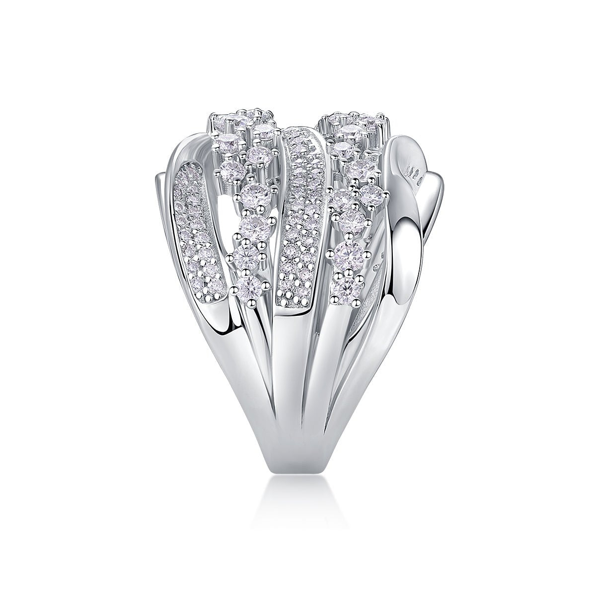 Blossoming All The Way - A Wedding Ring Set With Top-quality Moissanite S925, Silver And Platinum-plated. The Ring Can Be Inspected With A Diamond Pen. - IVOIRART.COM