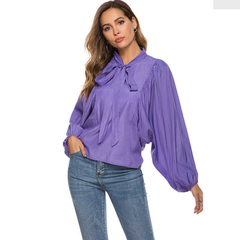 Blouse à manches longues régulières en dentelle mode avec col en V élégante - IVOIRART.COM