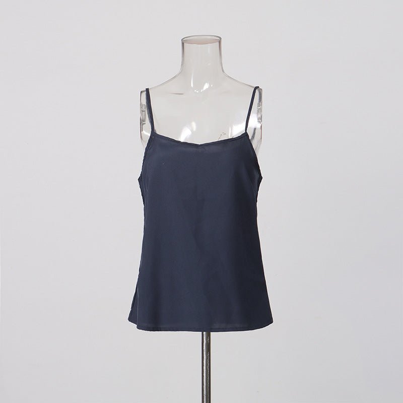 Blouse marine en organza avec nœud au col, taille froncée ajustable et manches longues transparentes - IVOIRART.COM