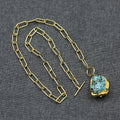 Blue Turquoise Gold-plated Necklace - IVOIRART.COM