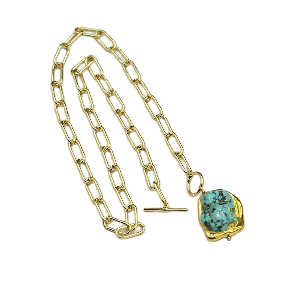 Blue Turquoise Gold-plated Necklace - IVOIRART.COM