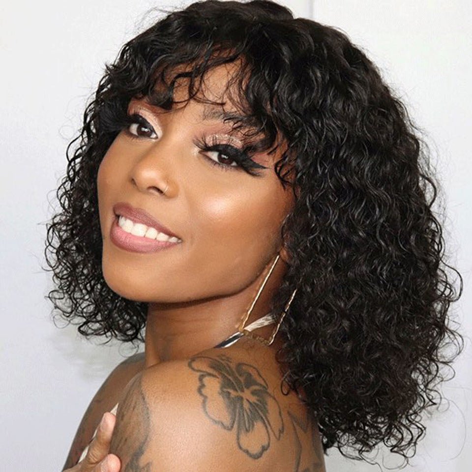 BOB Wig Full Mechanism Headgear Cheveux Réels Perruque Courte Water Wave 8-14ins - IVOIRART.COM