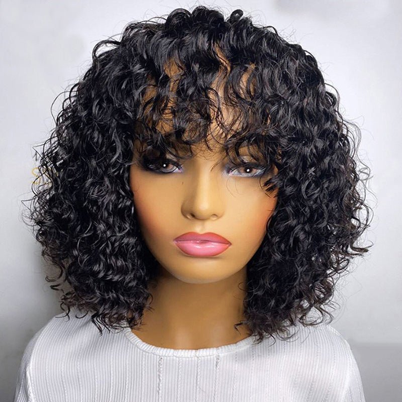 BOB Wig Full Mechanism Headgear Cheveux Réels Perruque Courte Water Wave 8-14ins - IVOIRART.COM