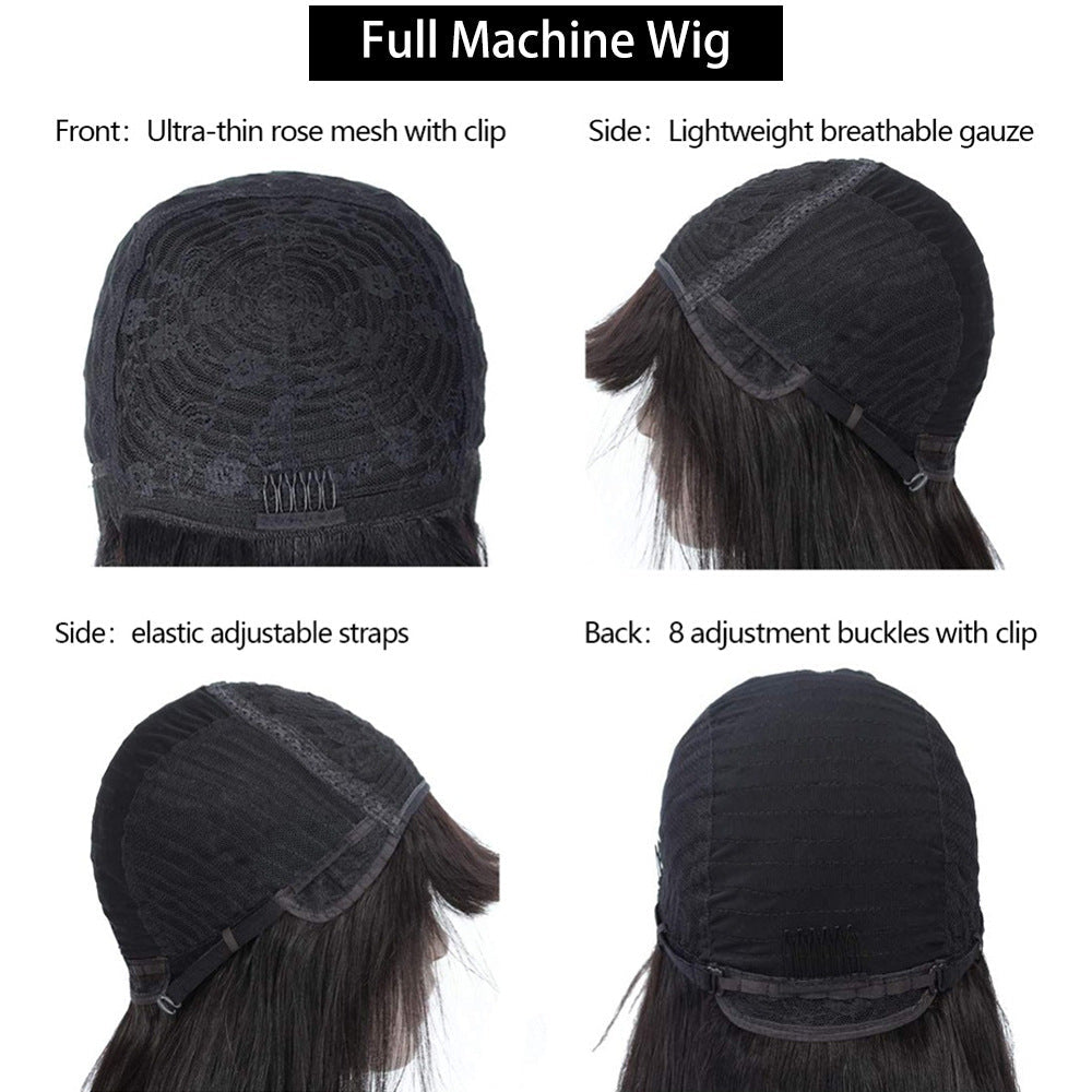 BOB Wig Full Mechanism Headgear Cheveux Réels Perruque Courte Water Wave 8-14ins - IVOIRART.COM