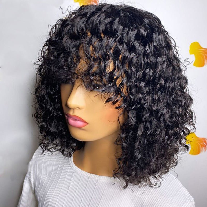 BOB Wig Full Mechanism Headgear Cheveux Réels Perruque Courte Water Wave 8-14ins - IVOIRART.COM