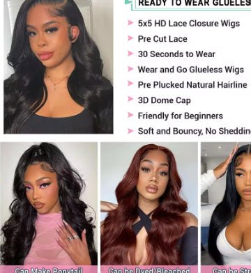 Body Wave Glueless Human Hair WigsGlue-free Hoods - IVOIRART.COM