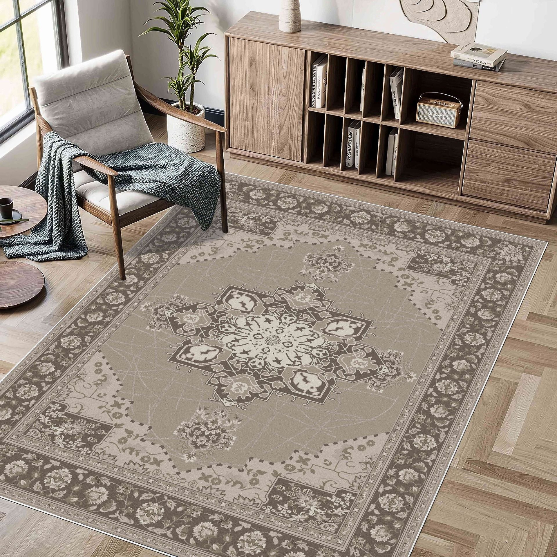Bohemian Style Foldable Washed Cashmere Living Room Carpet - IVOIRART.COM