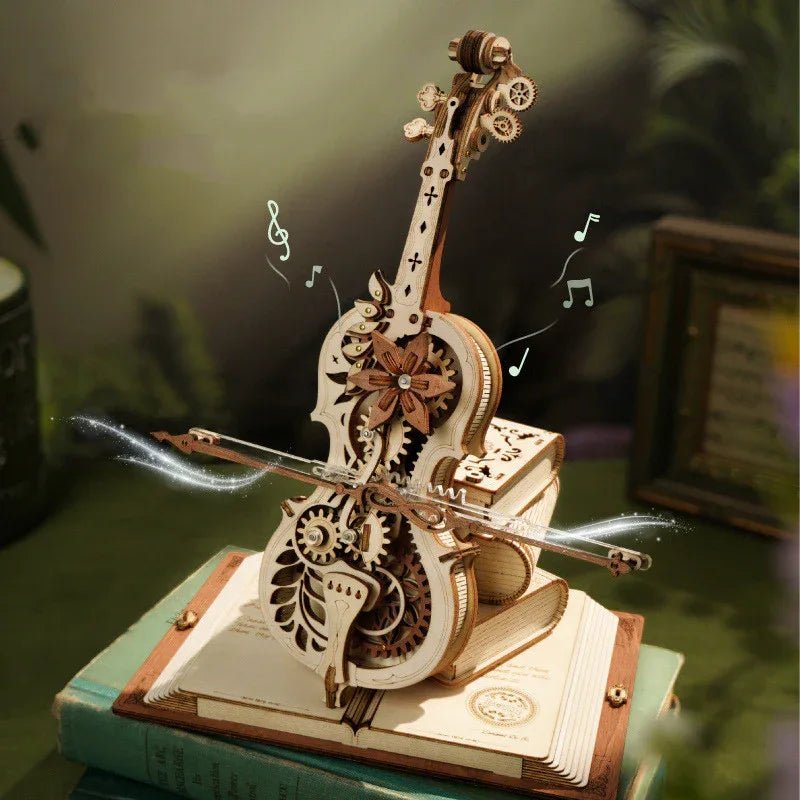 Boîte à huit tons Cello en blocs de construction DIY fait main en bois - IVOIRART.COM